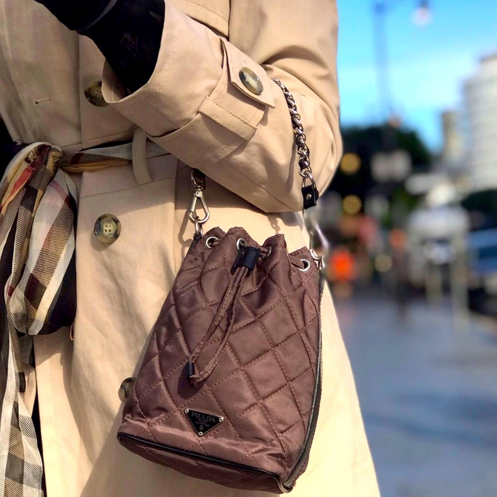 Prada Mini Brown Quilted Vintage Bag with Chain Strap